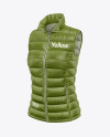 Matte Women's Down Vest Mockup - Front Half Side View