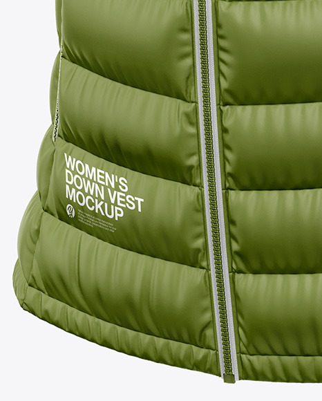 Matte Women's Down Vest Mockup - Front Half Side View