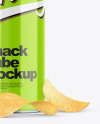 Glossy Snack Tube w/ Chips Mockup