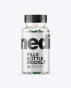 Clear Glass Bottle With Pills Mockup