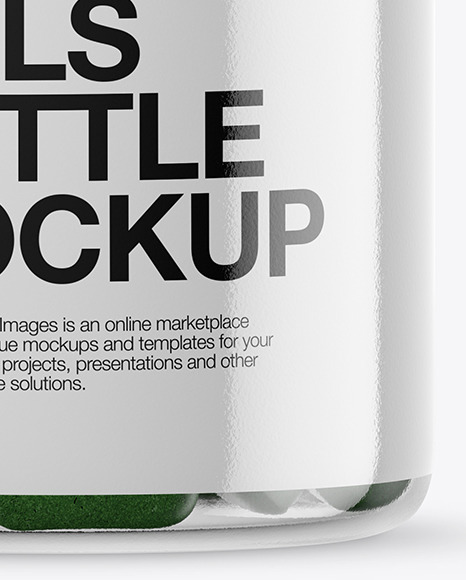 Clear Glass Bottle With Pills Mockup