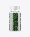 Clear Glass Bottle With Pills Mockup