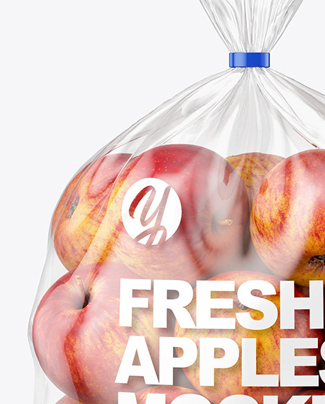 Plastic Bag with Red Apples Mockup