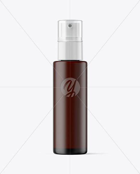 Frosted Amber Cosmetic Pump Bottle Mockup