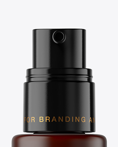 Frosted Amber Cosmetic Pump Bottle Mockup