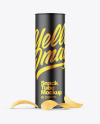 Paper Snack Tube w/ Chips Mockup