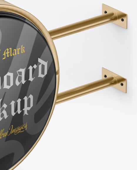 Glossy Metallic Round Signboard Mockup