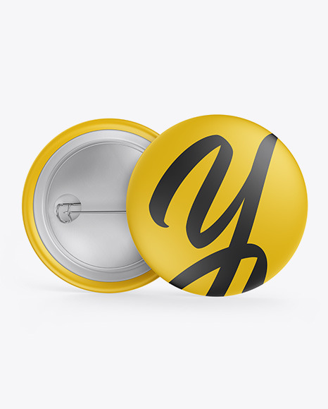 Two Matte Button Pins Mockup