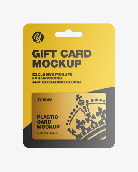 Plastic Card in Paper Pack Mockup