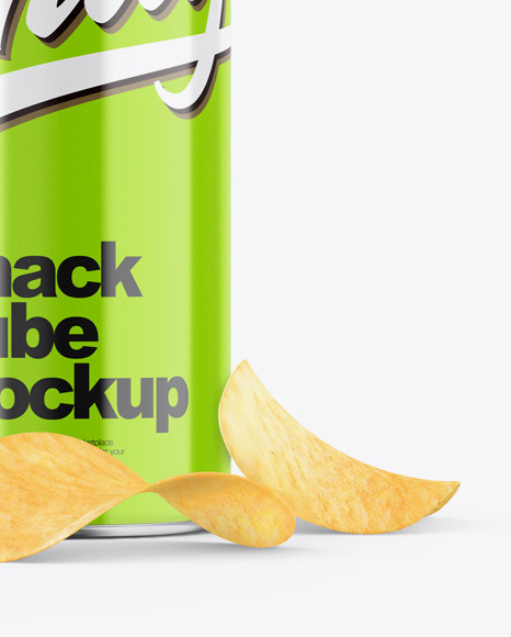 Glossy Snack Tube w/ Chips Mockup