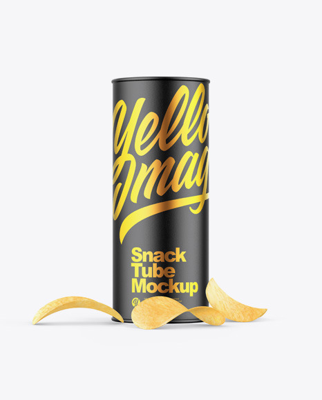 Paper Snack Tube w/ Chips Mockup