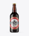 Amber Glass Bottle With Red Ale Mockup