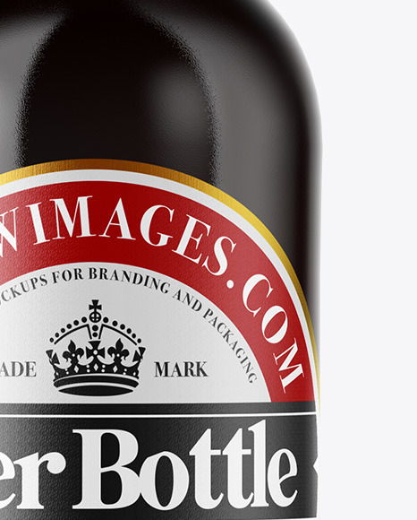 Amber Glass Bottle With Red Ale Mockup