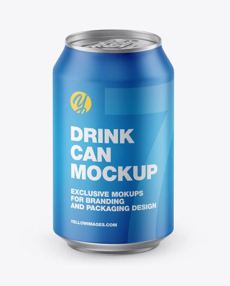 Metallic Drink Can w/ Matte Finish Mockup