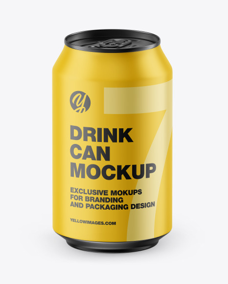 Metallic Drink Can w/ Matte Finish Mockup