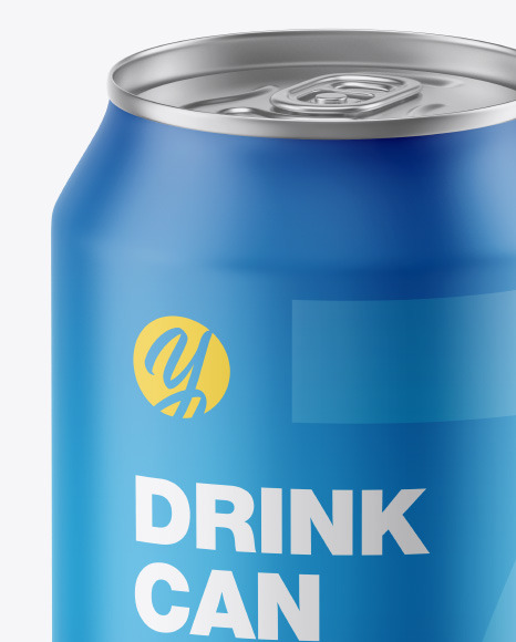 Metallic Drink Can w/ Matte Finish Mockup