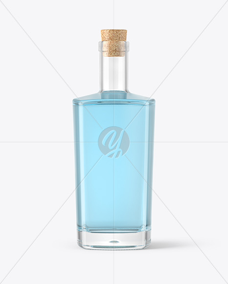 Clear Glass Bottle with Alcohol Drink Mockup