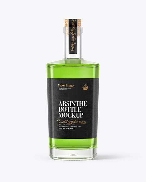 Clear Glass Bottle with Alcohol Drink Mockup