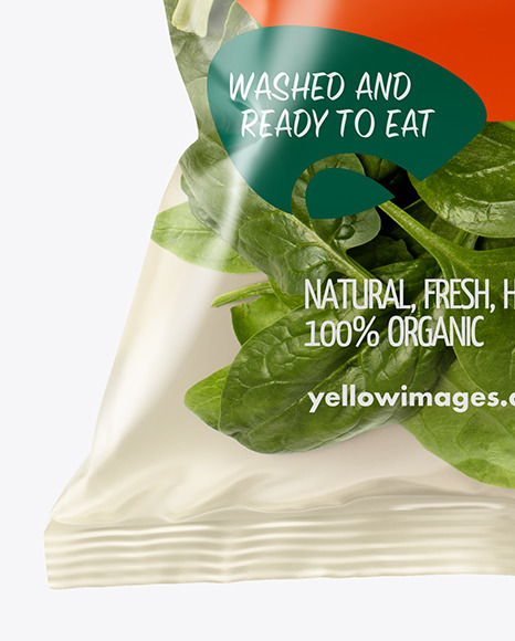 Plastic Bag With Spinach Mockup