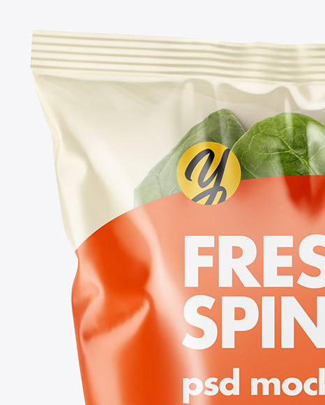 Plastic Bag With Spinach Mockup