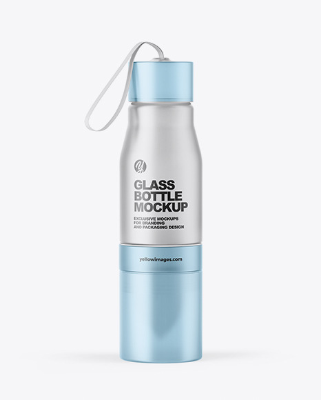 Frosted Glass Water Bottle Mockup