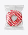 Plastic Bag With Red Glazed Donut Mockup