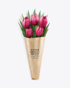 Flower Bouquet in Kraft Paper Wrap Mockup