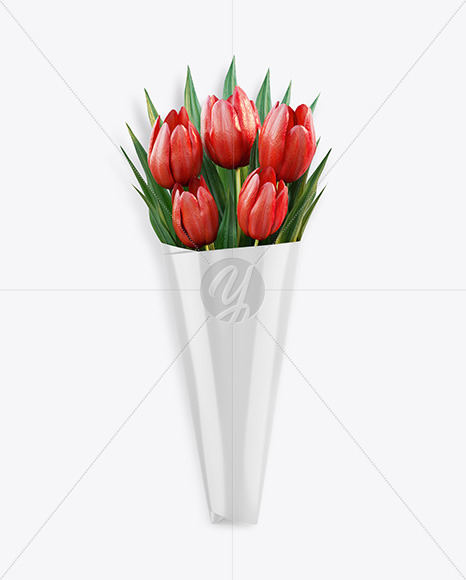 Flower Bouquet in Paper Wrap Mockup