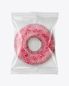 Plastic Bag With Pink Glazed Donut with White Sprinkles Mockup