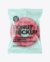 Plastic Bag With Pink Glazed Donut with White Sprinkles Mockup