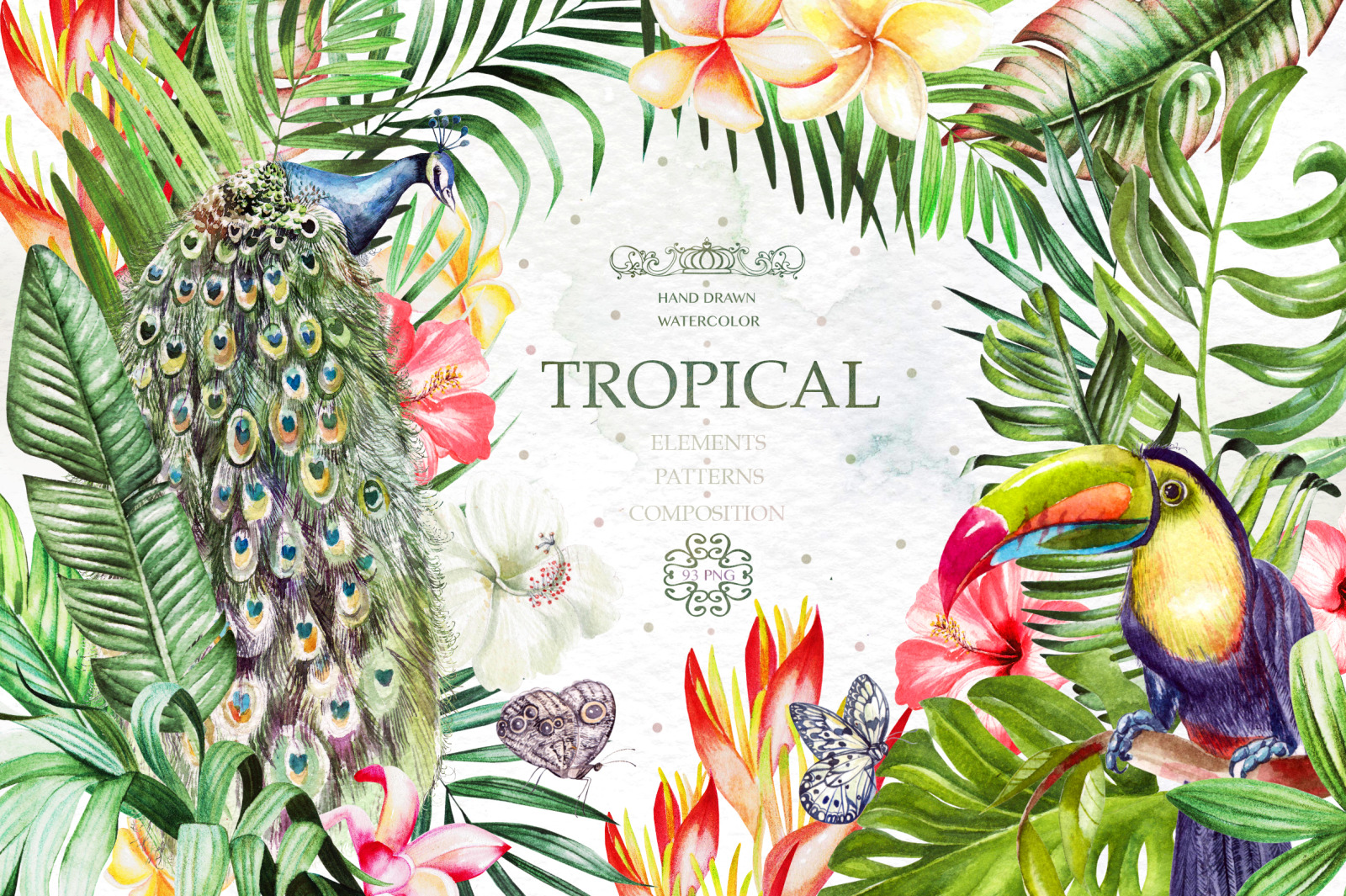 Hand Drawn Watercolor Tropic 4 Hand Drawn Watercolor Tropic 4