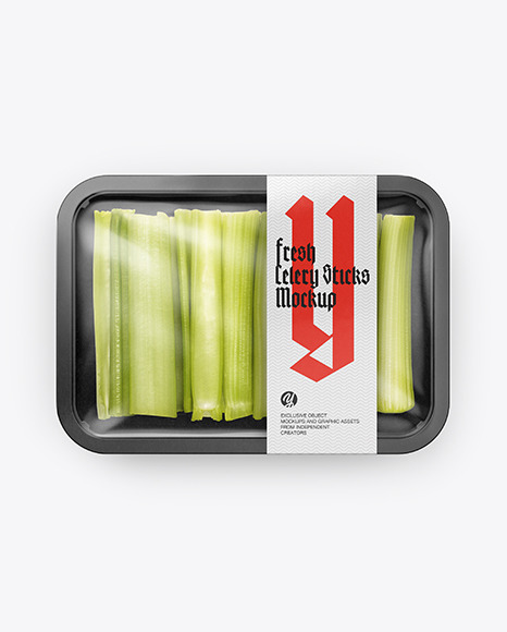 Plastic Tray With Celery Mockup