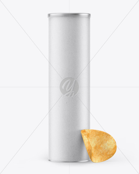 Kraft Snack Tube w/ Chips & Transparent Cap Mockup