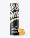 Kraft Snack Tube w/ Chips & Transparent Cap Mockup