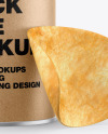 Kraft Snack Tube w/ Chips & Transparent Cap Mockup