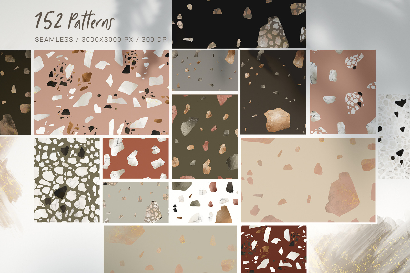 Minimalistic Terrazzo Seamless Pattern Bundle Minimalistic Terrazzo Seamless Pattern Bundle