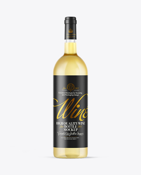 Clear Glass White Wine Bottle Mockup