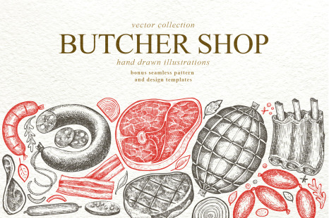 Butcher Shop Vector Collection - Meat food