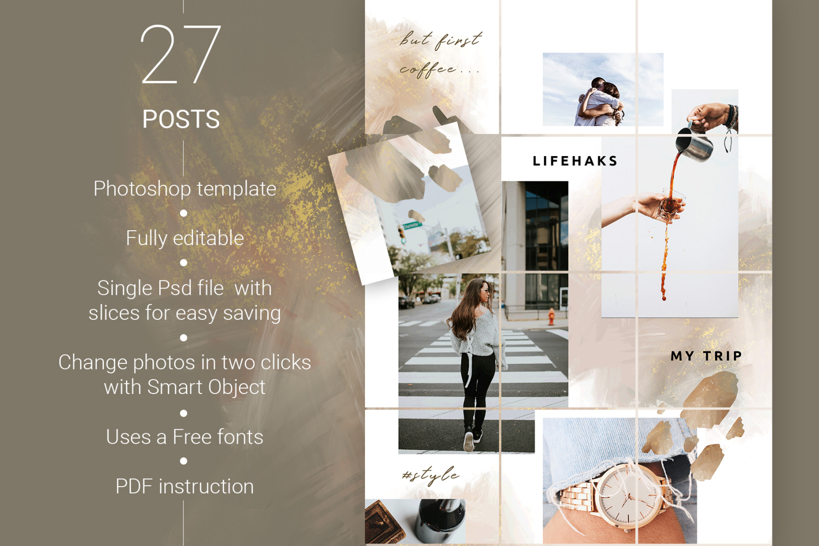 Abstract Instagram Puzzle Template