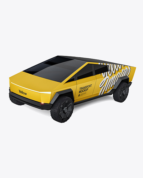 Electric Pickup Truck Mockup - Left Half Sid View