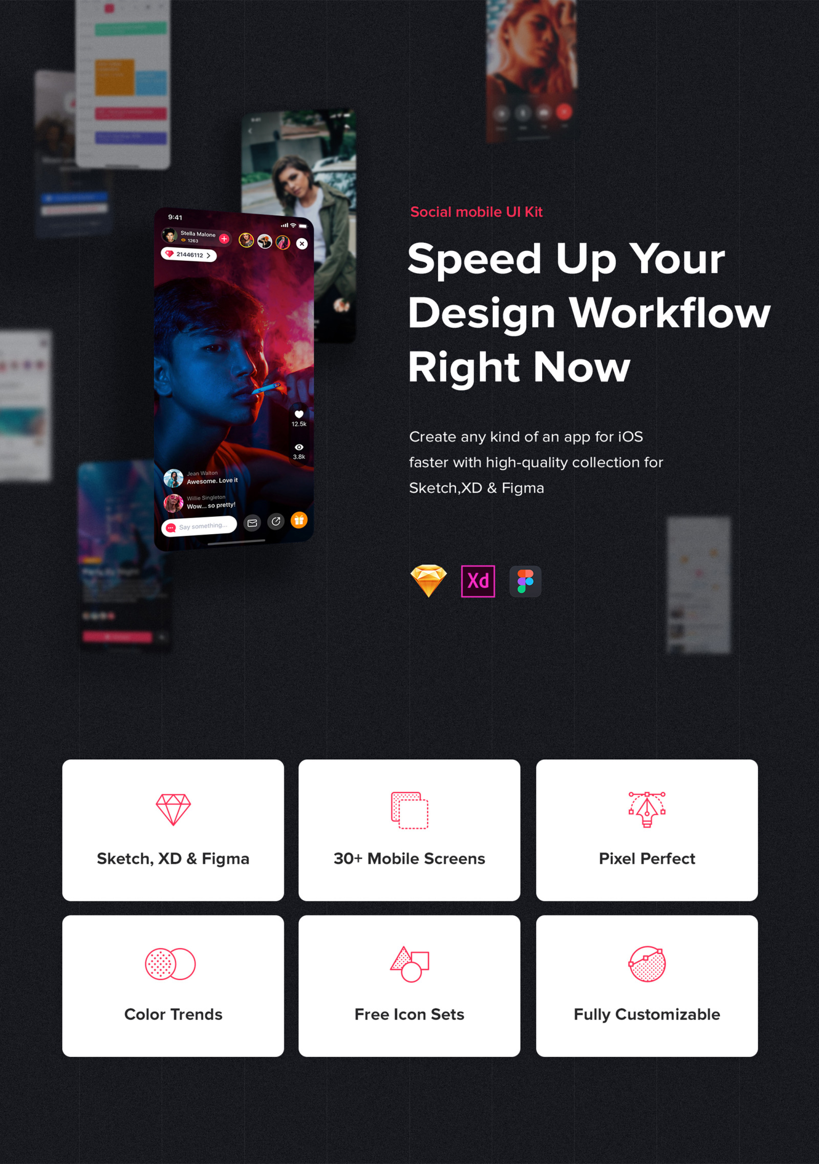 Jazam - Social mobile app UI Kit