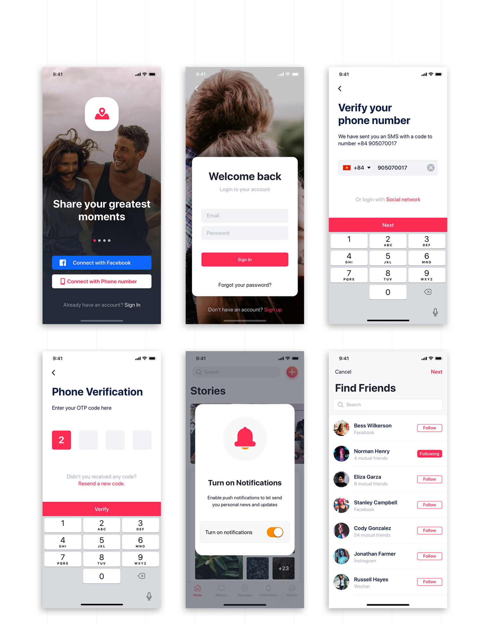 Jazam - Social mobile app UI Kit