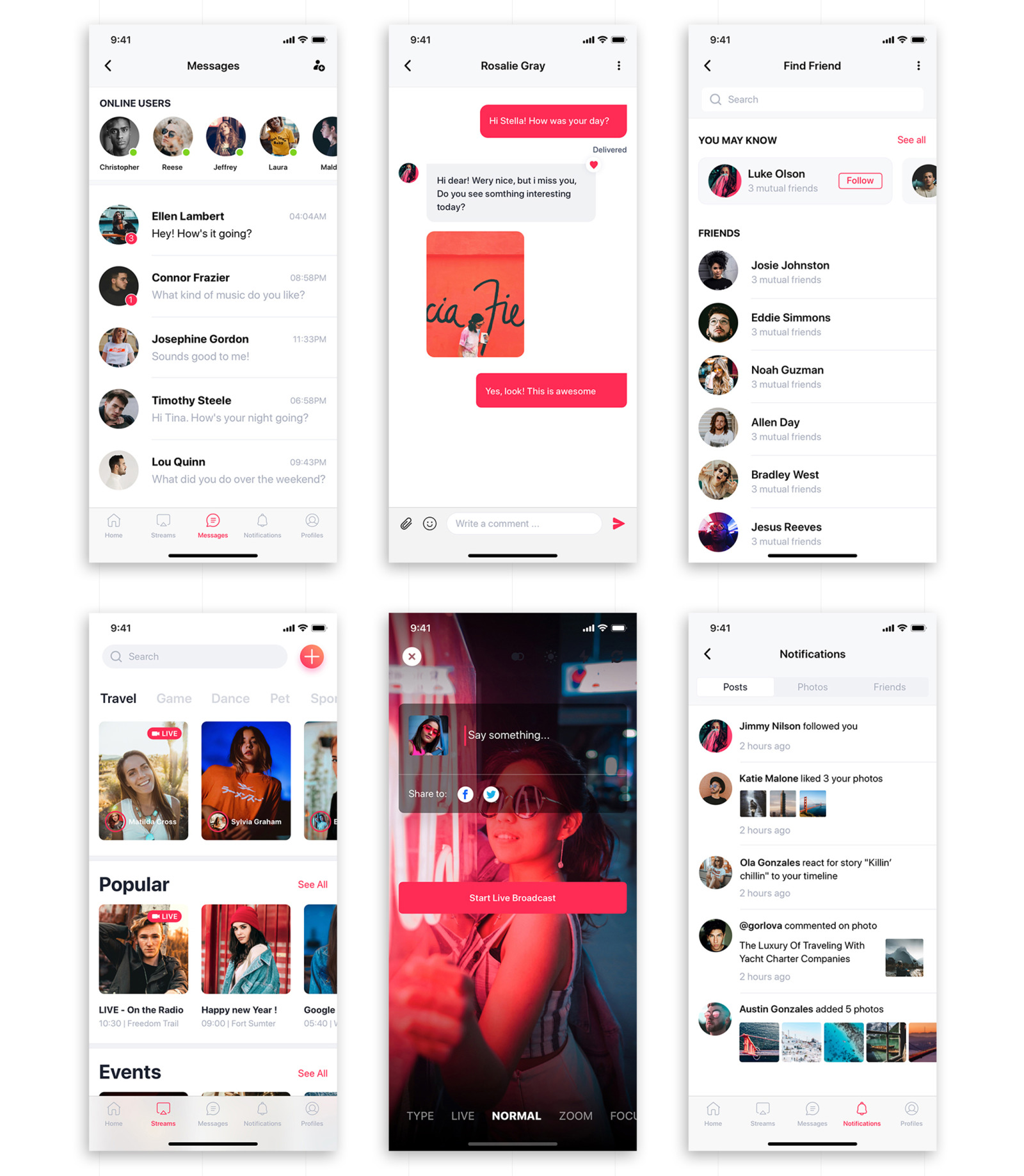 Jazam - Social mobile app UI Kit