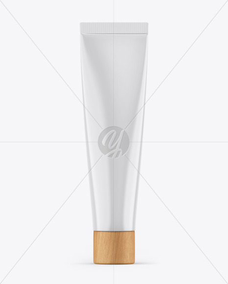 Glossy Cosmetic Tube w/ Wooden Cap Mockup