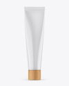 Glossy Cosmetic Tube w/ Wooden Cap Mockup