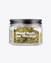 Square Glass Jar with Weed Buds Mockup