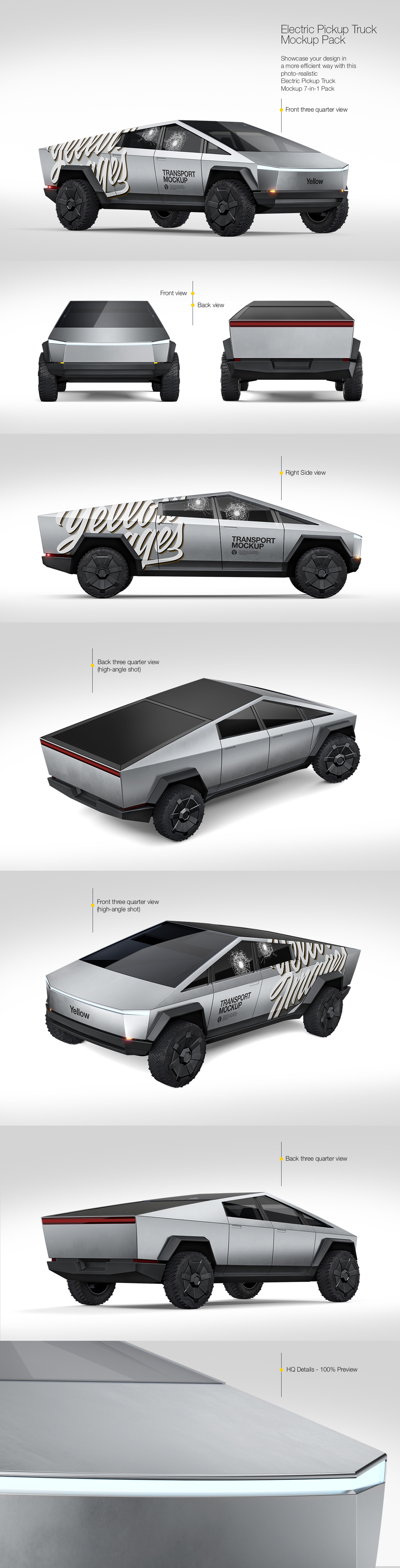 Electric Pickup Truck Mockup Pack Electric Pickup Truck Mockup Pack