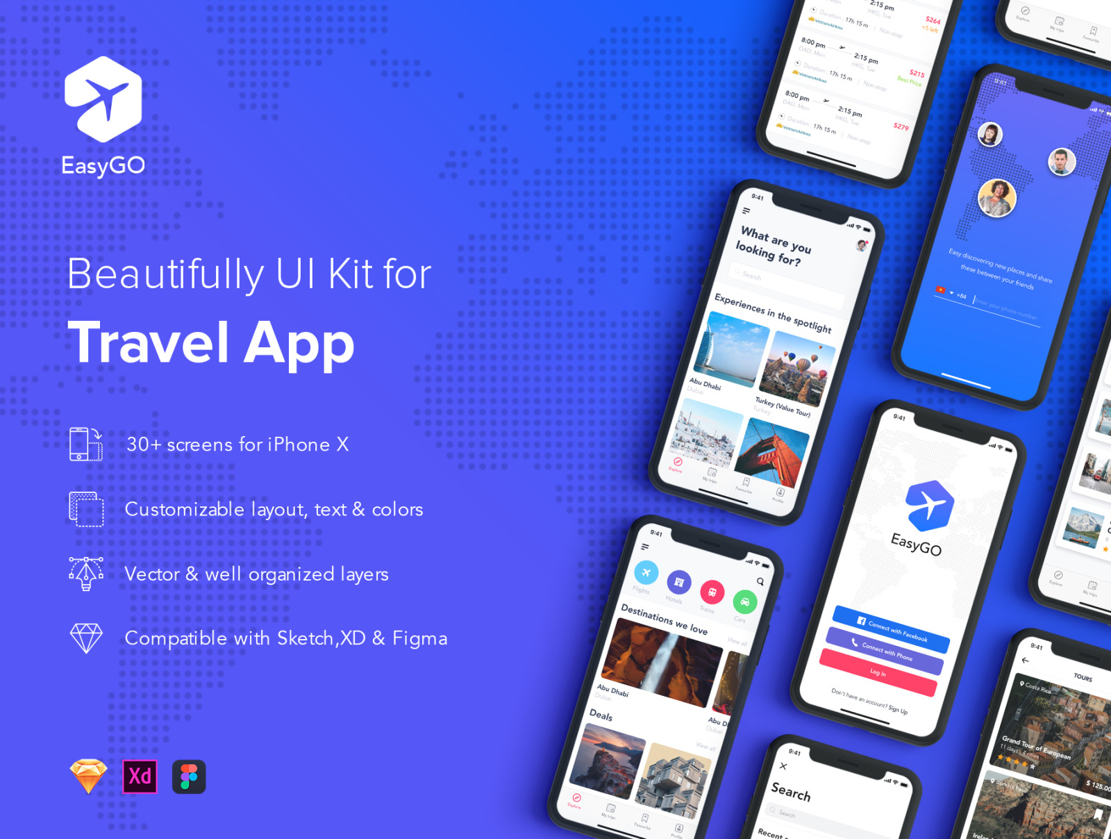EasyGo - Travel App UI Kit EasyGo - Travel App UI Kit