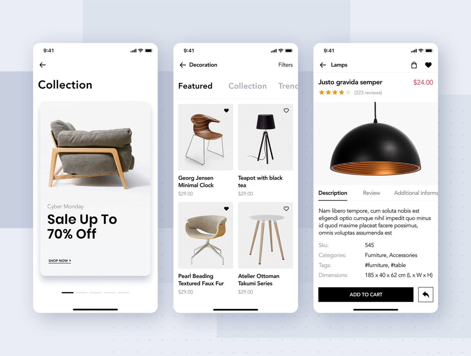 Loza - Furniture Shop App UI Kit Loza - Furniture Shop App UI Kit