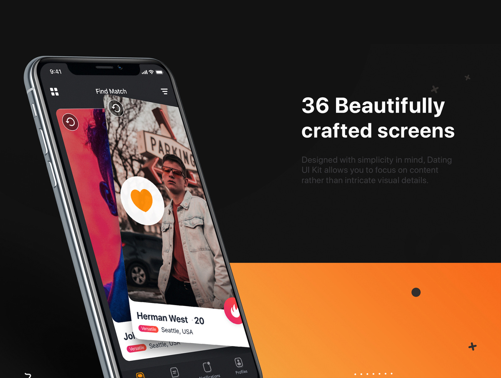 ManHunt - Dating app UI Kit on Yellow Images Creative Store - 53088